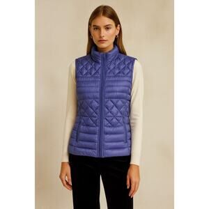 Bernardo Full Zip Goose Down Quilted Puffer Vest Lavender Women's Size Medium